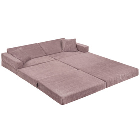KiddyMoon Foam Sofa for Children Multifunctional Mattress Armchair Kids Foldable  Bed Folding Toddler Couch Chair for Playroom Bedroom Living Room, purple, Sofa with 2 Pillows