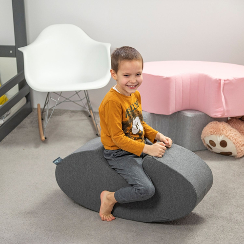 KiddyMoon Foam Soft Seesaw Rocker Ride-On Hopper Bean Bouncy Jumping Playing for Children, Montessori Toy For Kids Made of Foam, Made in The EU, darkgrey, 78x25x35cm