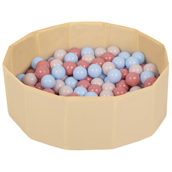 children colourfull foldable ballpit plastic balls, light beige:pastel beige/pastel blue/salmon, 100 balls