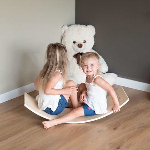 KiddyMoon Wooden Balance Board for Children Wooden Swing Board Montessori Toy for Kids Balancing Board for Babies 80x30cm, grey, board