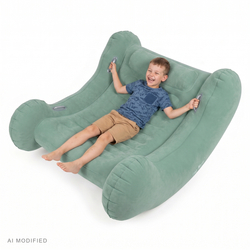 KiddyMoon Inflatable Sensory Rocker Chair For Kids With Pump And Handles, sage, L