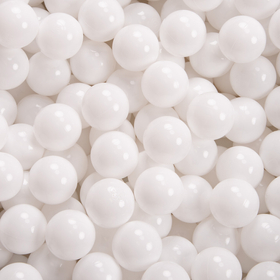 KiddyMoon Soft Plastic Play Balls ∅ 7cm/2.75in Mono-colour certified Made in EU, white, 300 Balls/7cm-2.75in