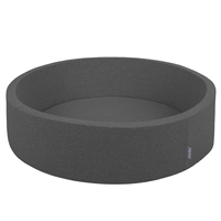 KiddyMoon Soft Ball Pit Round ∅ 7Cm / 2.75In For Kids, Foam Ball Pool Baby Playballs Children, Made In The EU, dark grey:grey/white/transparent/babyblue, 120x30cm/200 balls