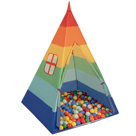 Teepee Tent for Kids Play House With Balls Indoor Outdoor Tipi, multicolor:mint/yellow/green/blue/red/orange, 200 Balls