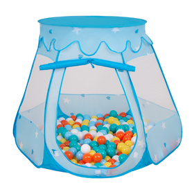 Play Tent For Kids Castle Baby Playhouse For Children With Colorful Balls Pop Up Perfect For Indoor And Outdoor Easy Set Up Includes Carry Bag, blue:white-yellow-orange-babyblue-turquoise, 105x90cm/100 balls