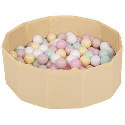 children colourfull foldable ballpit plastic balls, light beige:pastel beige/pastel yellow/white/mint/powder pink, 100 balls
