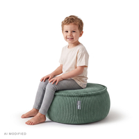 KiddyMoon Kids’ Foam Pouffe with Removable Cover, green, M