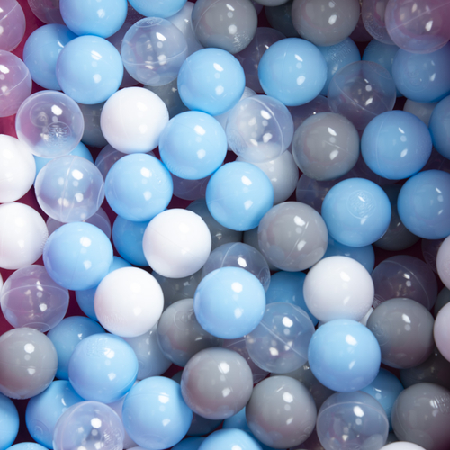 children colourfull foldable ballpit plastic balls, blue:grey/white/transparent/babyblue, 200 balls
