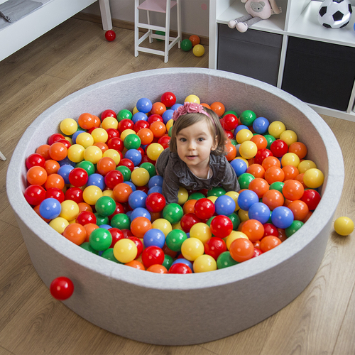 KiddyMoon cover for a round ball pit, light grey, 90x30