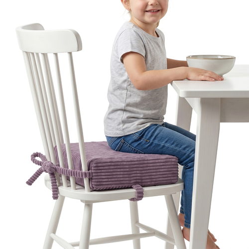 KiddyMoon Kids Booster Seat Cushion For Chair, 10 Cm Foam Padded Seat With Removable Washable Cover And Ties, purple, 33x33x10