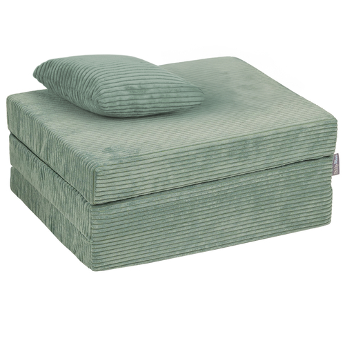 KiddyMoon Multifunctional Foam Mattress, Foldable Armchair for Kids, Children’s Sofa, Folding Couch Chair, green, Mattress with Pillow