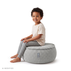 KiddyMoon Kids’ Foam Pouffe with Removable Cover, light grey, L