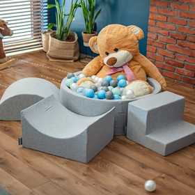 KiddyMoon Soft Ball Pit Round  ∅ 7Cm / 2.75In For Kids, Foam Ball Pool Baby Playballs Children, Made In The EU, pink:pastel beige/pastel yellow/white/mint/light pink, 120x30cm/1000 balls