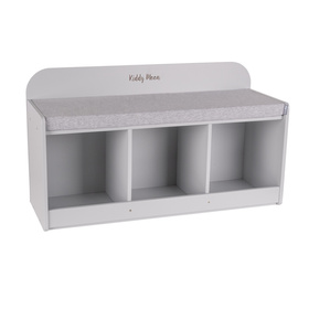 KiddyMoon Storage Bench for Kids Children Multifunctional Toy Furniture Sitting Playroom, grey/light grey, UNI