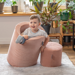 KiddyMoon Foam Playground Velvet for Kids Obstacle Course for Children Montessori Toy for Babies Soft Construction Blocks Element, Tunnel/Hill, Certified Made in The EU, desert pink, barrel