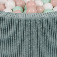 KiddyMoon Ball Pit for Baby and Toddler, Soft Play Ball Pit, 90 x 30 cm with 200 Balls, Soft Foam Ball Pool, Ribbed Washable Cover, Green: Pastel Beige/White/Mint, 90 x 30 cm / 200 Balls