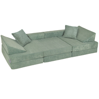 KiddyMoon Foam Sofa for Children Multifunctional Mattress Armchair Kids Foldable Bed Folding Toddler Couch Chair for Playroom Bedroom Living Room, green, Sofa with 2 Pillows