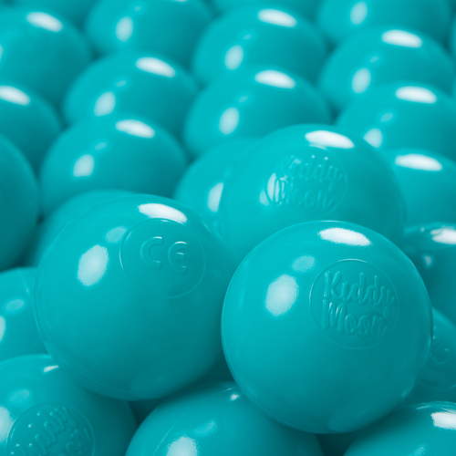 KiddyMoon Soft Plastic Play Balls ∅ 6cm / 2.36 Multi Colour Made in EU, turquoise, 100 Balls/6cm-2.36in