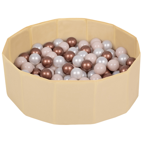 children colourfull foldable ballpit plastic balls, light beige:pastel beige/copper/pearl, 100 balls