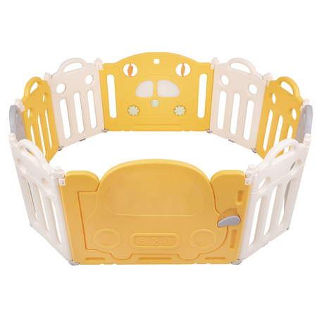 Playpen Box Foldable for Children with Plastic Colourful Balls, white-yellow: white-grey-mint, 8 + 2 Panels/500 Balls