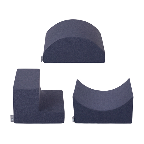 KiddyMoon Foam Playground for Kids Obstacle Course for Children Montessori Toy for Babies Soft Construction Blocks Element, Halfshaft/Ramp/Step, Certified Made in The EU, dark blue, Multi-Size