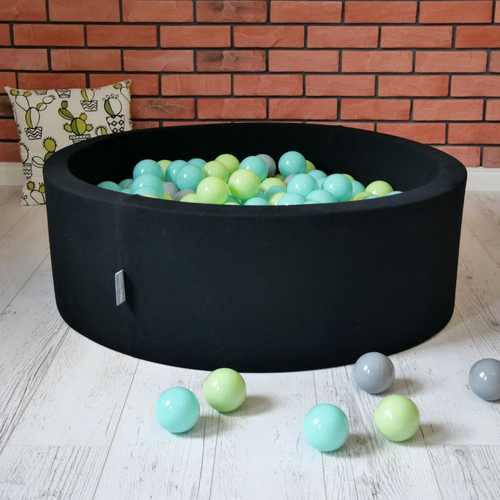 KiddyMoon Soft Plastic Play Balls ∅ 7cm/2.75in Multi-colour Made in EU, light green/light turquoise/grey