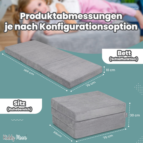 KiddyMoon Multifunctional Foam Mattress, Foldable Armchair for Kids, Children’s Sofa, Folding Couch Chair, green, Mattress