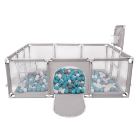 Baby Playpen Big Size Playground with Plastic Balls for Kids, Grey:grey/white/turquoise, 400 balls