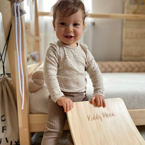 KiddyMoon Wooden Balance Board for Children Wooden Swing Board Montessori Toy for Kids Balancing Board for Babies 80x30cm, Natural, board