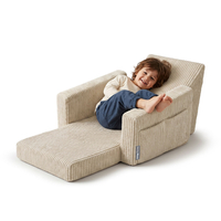 KiddyMoon Folding Children's Foam Armchair 2-in-1 Convertible Sofa for Kids, beige, UNI