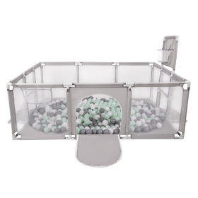 Baby Playpen Big Size Playground with Plastic Balls for Kids, Grey:white/grey/mint, 400 balls