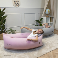 KiddyMoon Inflatable Sensory Peapod Chair For Kids With Handles And Pump, Grey, L
