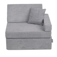 KiddyMoon Armchair Kids Foldable Children Multifunctional Foam Mattress Sofa Bed Folding Toddler Couch Chair for Playroom Bedroom Living Room, dark grey, Armchair with Pillow
