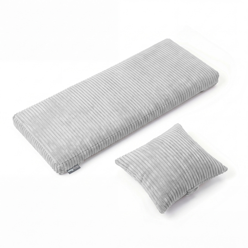 KiddyMoon Cushion Set For Balance Board Mattress and Pillow Ribbed Fabric Washable Cover, light gray, Mattress/Pillow