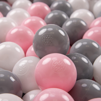 KiddyMoon Soft Plastic Play Balls ∅ 7cm/2.75in Multi-colour Made in EU, white/grey/light pink, 200 Balls/7cm-2.75in