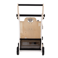 KiddyMoon Wooden Baby Walker Interactive Educational Toy for Children Multifunctional Push-Along Toy for Babies Montessori Walker for Kids Model WK-002, Black - White, Adjustable Handle