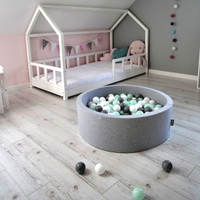 KiddyMoon Soft Ball Pit Quarter Angular ∅ 7cm / 2.75In for Kids, Foam Ball Pool Baby Playballs, Made In The EU, light grey:white/grey/mint, 90 x 30 cm / 300 Balls