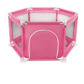 hexagon 6 side play pen with plastic balls, Pink:powder pink/pearl/transparent, 400 balls