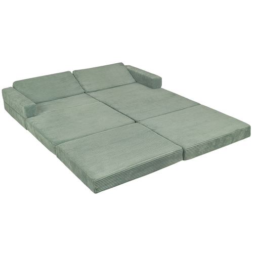 KiddyMoon Foam Sofa for Children Multifunctional Mattress Armchair Kids Foldable  Bed Folding Toddler Couch Chair for Playroom Bedroom Living Room, green, 140x55x30 cm