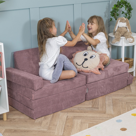 KiddyMoon Foam Sofa for Children Multifunctional Mattress Armchair Kids Foldable  Bed Folding Toddler Couch Chair for Playroom Bedroom Living Room, purple, Sofa with 2 Pillows