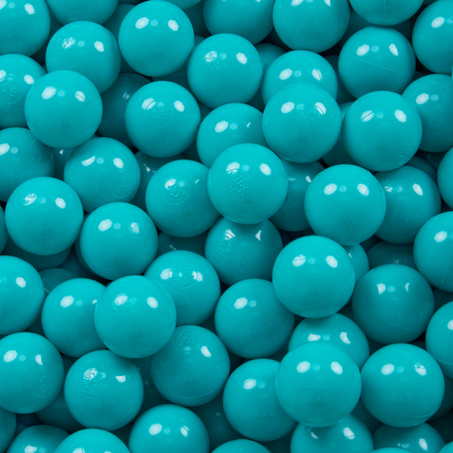 KiddyMoon Soft Plastic Play Balls ∅ 7cm/2.75in Mono-colour certified Made in EU, turquoise, 100 Balls/7cm-2.75in