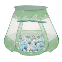 Play Tent For Kids Castle Baby Playhouse For Children With Colorful Balls Pop Up Perfect For Indoor And Outdoor Easy Set Up Includes Carry Bag, mint:pearl/grey/transparnet/babyblue/mint, 105x90cm/100 balls