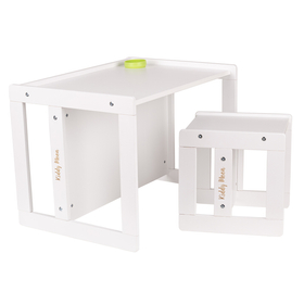 KiddyMoon Wooden Table with Chair for Kids TC-002, white