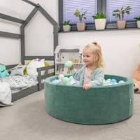 KiddyMoon Baby Foam Ball Pit with Balls ∅ 7cm / 2.75in Made in EU, Spring: l.green/green/yellow/light pink/pink, 90x30cm/200 balls