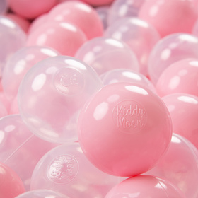 KiddyMoon Soft Plastic Play Balls ∅ 7cm/2.75in Multi-colour Made in EU, light pink/transparent, 100 Balls/7cm-2.75in