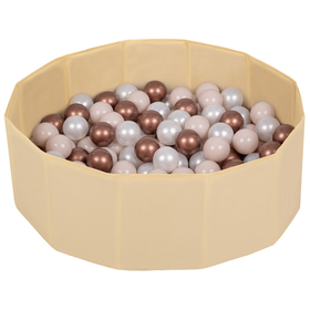 children colourfull foldable ballpit plastic balls, light beige:pastel beige/copper/pearl, 100 balls