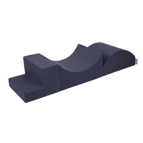 KiddyMoon Foam Playground for Kids Obstacle Course for Children Montessori Toy for Babies Soft Construction Blocks Element, Halfshaft/Ramp/Step, Certified Made in The EU, darkblue:-, Multi-Size