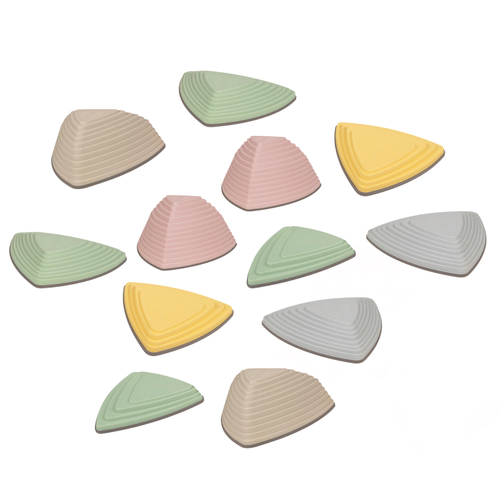 KiddyMoon Balance Stones for Children Stepping Stones Kids Balance River Stones Non-Slip Balance Beams Balance Blocks Anti-Slip Toys Obstacle Course Toddler Balance Motor Skills, Multicolor, 12 Pieces