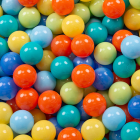 KiddyMoon Baby Foam Ball Pit with Balls ∅ 7cm / 2.75in Made in EU, l.grey:l.green/orange/turquois/blue/babyBlue/yellw, 90x30cm/200 balls