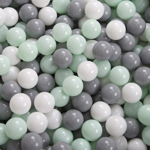 KiddyMoon Foam Playground for Kids with Round Ballpit ( ∅ 7cm/2.75In) Soft Obstacles Course and Ball Pool, Certified Made In The EU, darkblue:white/grey/mint, Ballpit (200 Balls) + Version 1